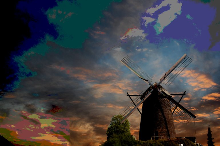 Windmühle im Stil des flämischen Malers