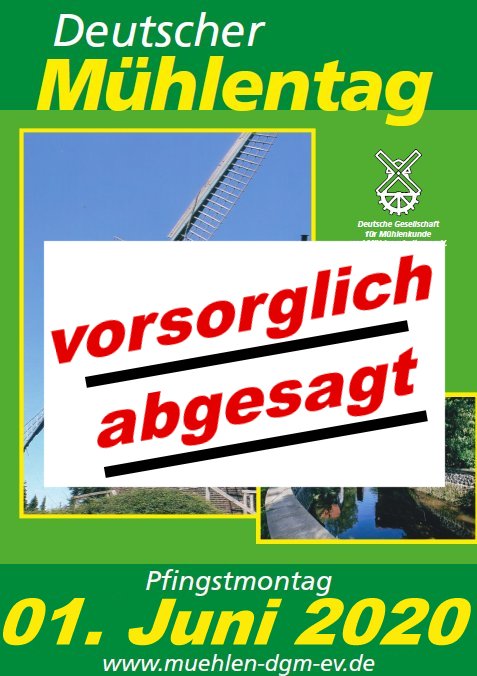 Plakat Deutscher Mühlentag mit Absage