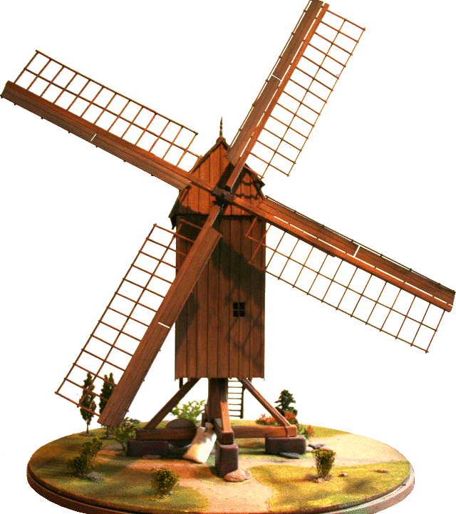 Modell einer typischen Bockwindmühle