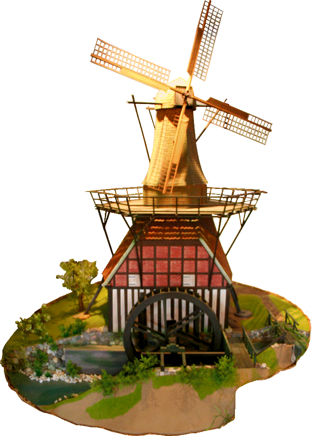 34 - Modell einer kombinierten Wind- und Wassermühle