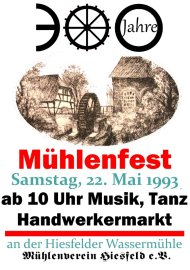 Plakat 300 Jahre Wassermühle - Mühlenfest