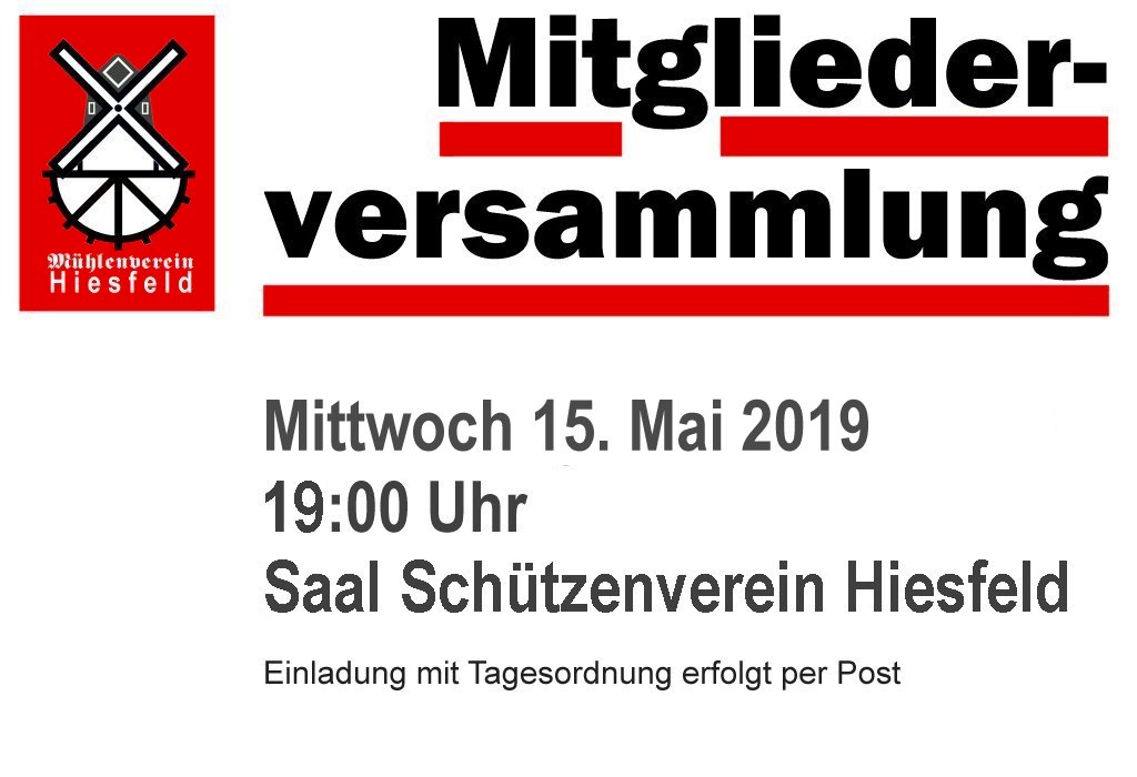 Einladung Mitgliederversammlung am 15.05.2019 19 Uhr BSV